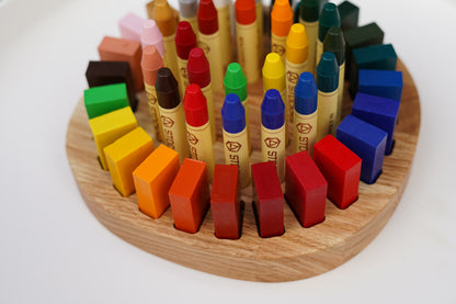Waldorf Buntstifthalter rund aus Naturholz, Platz für 24 Stockmar Stifte & 24 Blöcke
